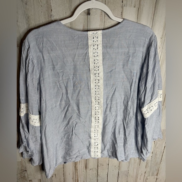 Jessica Simpson Boho Top Women's 1X 100% Cotton Bell Sleeves Stripes - Picture 11 of 15